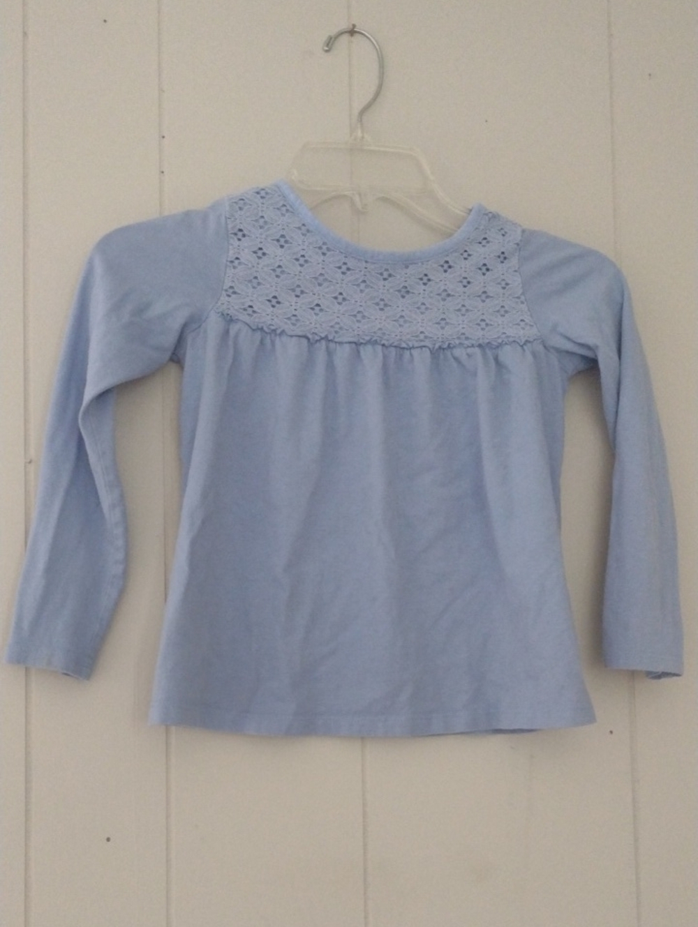 OshKosh B'gosh Light Blue Long-Sleeve Lace Yoke Top